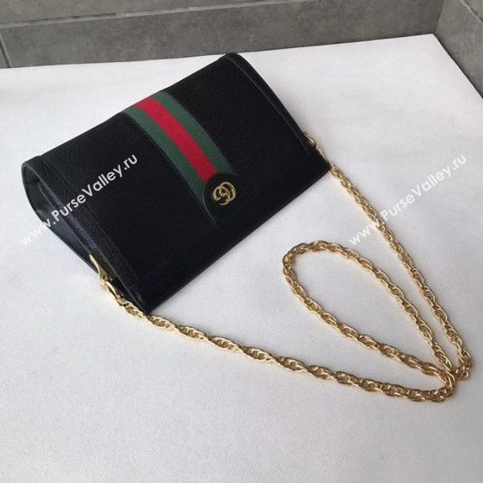 Gucci Structured Shape Web Ophidia Small Shoulder Bag 503877 Leather Black 2019 (delihang-9061404)