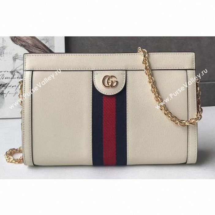 Gucci Structured Shape Web Ophidia Small Shoulder Bag 503877 Leather White 2019 (delihang-9061406)