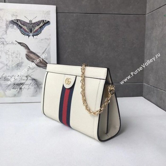 Gucci Structured Shape Web Ophidia Small Shoulder Bag 503877 Leather White 2019 (delihang-9061406)