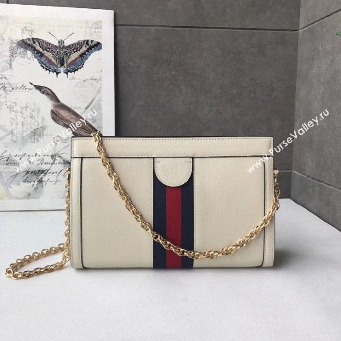 Gucci Structured Shape Web Ophidia Small Shoulder Bag 503877 Leather White 2019 (delihang-9061406)