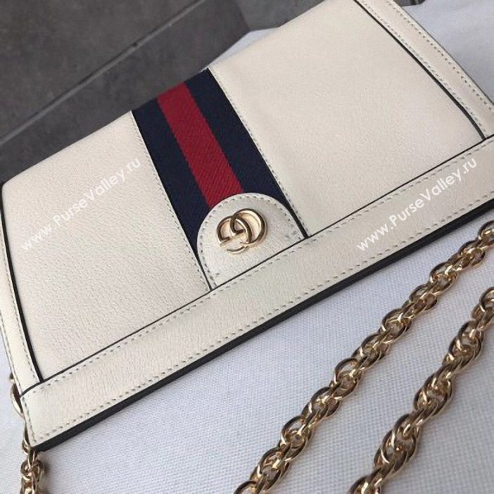 Gucci Structured Shape Web Ophidia Small Shoulder Bag 503877 Leather White 2019 (delihang-9061406)