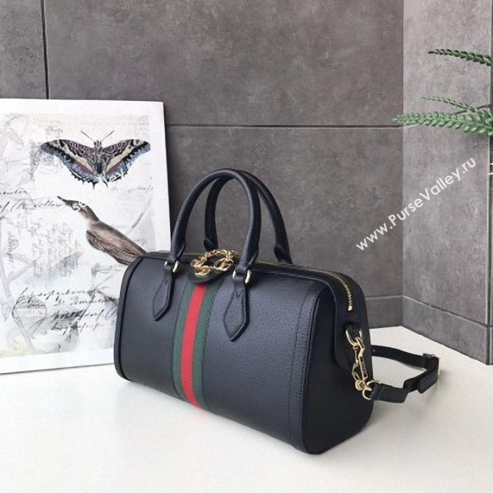 Gucci Web Ophidia Medium Top Handle Bag 524532 Leather Black 2019 (delihang-9061407)