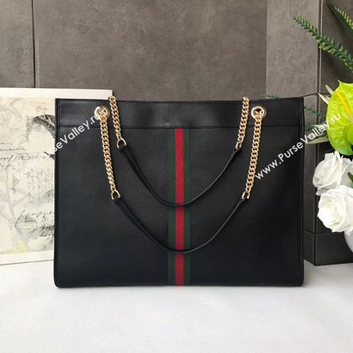 Gucci Vintage Web Rajah Large Tote Bag 537219 Leather Black 2019 (delihang-9061419)