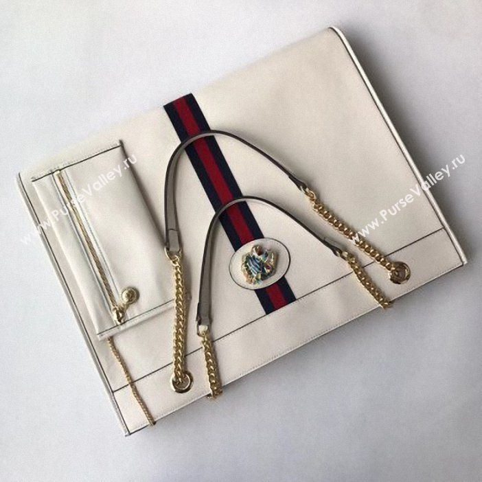 Gucci Vintage Web Rajah Large Tote Bag 537219 Leather White 2019 (delihang-9061421)