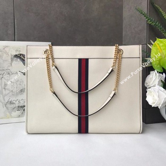 Gucci Vintage Web Rajah Large Tote Bag 537219 Leather White 2019 (delihang-9061421)