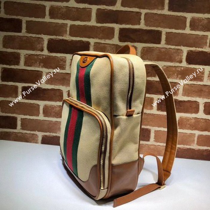 Gucci Web Vintage Canvas Backpack Bag 575063 Beige 2019 (delihang-9061448)