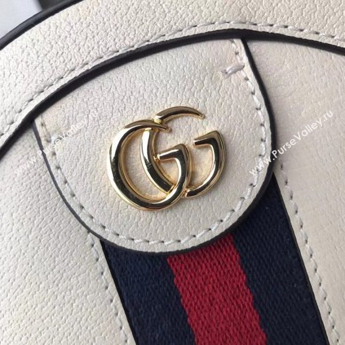 Gucci Web Ophidia Mini Round Shoulder Bag 550618 Leather White 2019 (delihang-9061415)