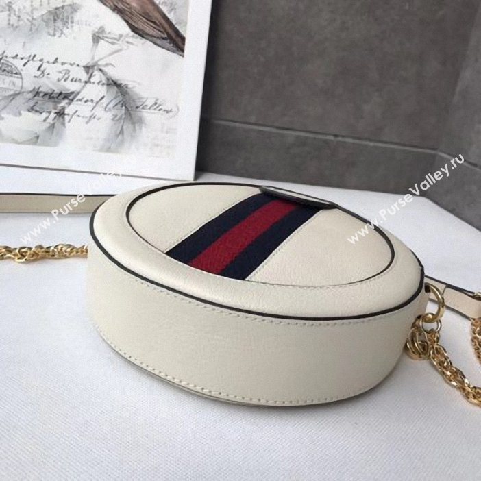 Gucci Web Ophidia Mini Round Shoulder Bag 550618 Leather White 2019 (delihang-9061415)