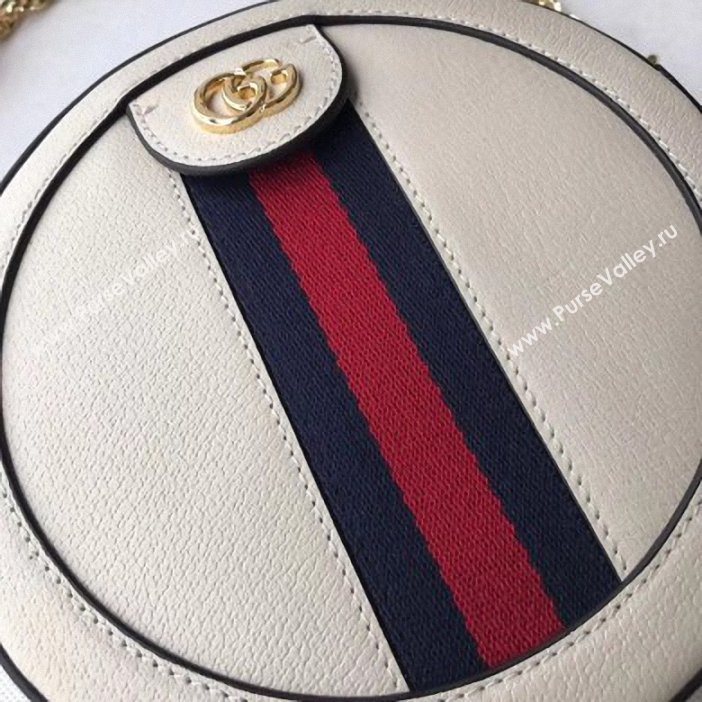 Gucci Web Ophidia Mini Round Shoulder Bag 550618 Leather White 2019 (delihang-9061415)