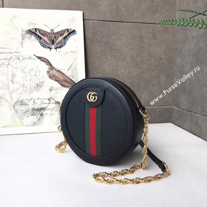 Gucci Web Ophidia Mini Round Shoulder Bag 550618 Leather Black 2019 (delihang-9061413)