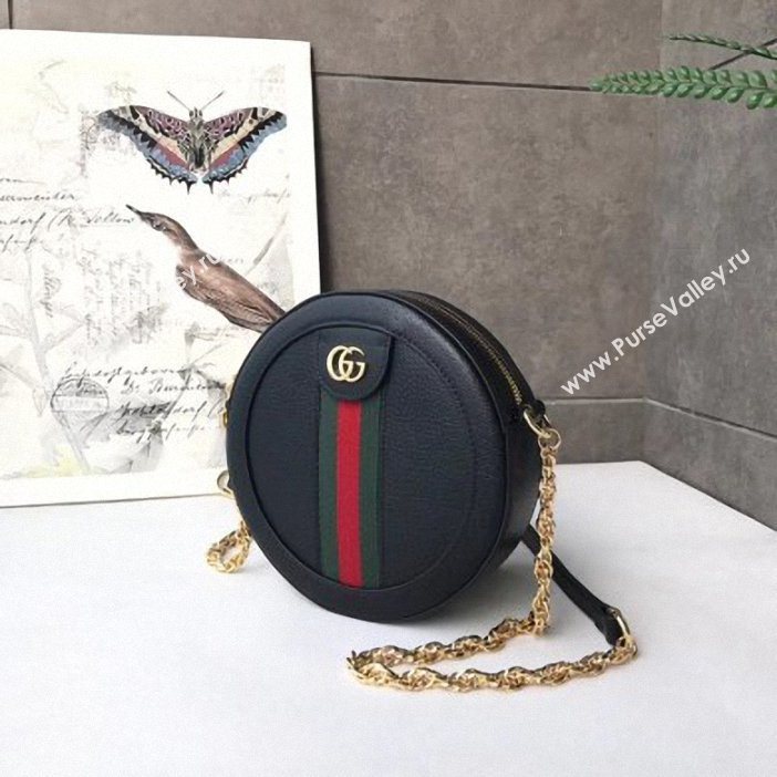 Gucci Web Ophidia Mini Round Shoulder Bag 550618 Leather Black 2019 (delihang-9061413)