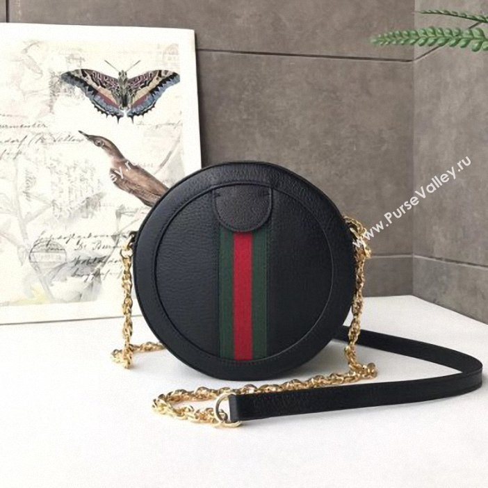 Gucci Web Ophidia Mini Round Shoulder Bag 550618 Leather Black 2019 (delihang-9061413)