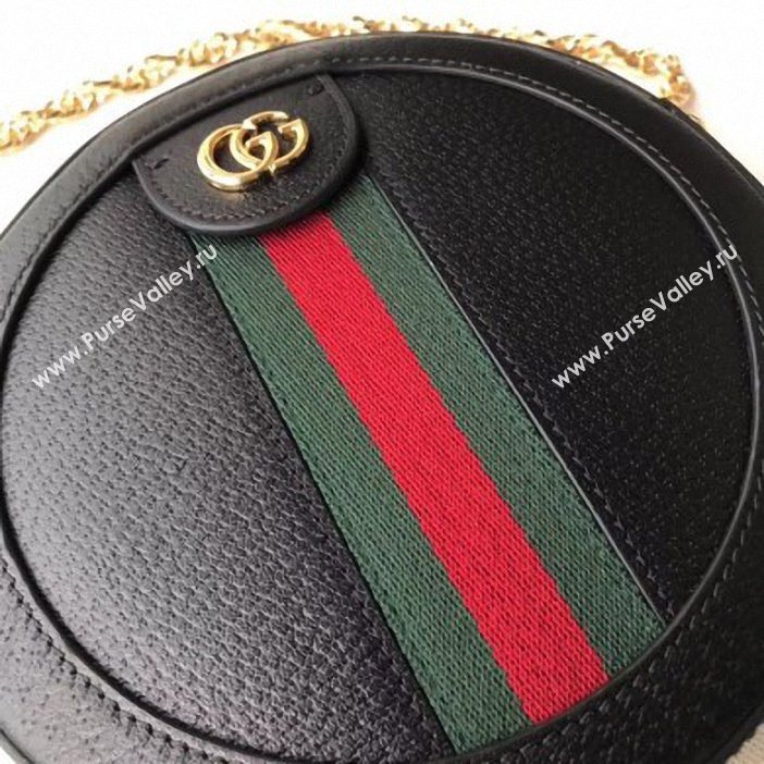 Gucci Web Ophidia Mini Round Shoulder Bag 550618 Leather Black 2019 (delihang-9061413)