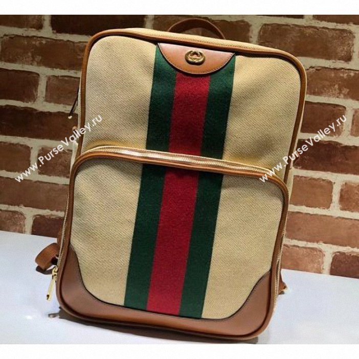 Gucci Web Vintage Canvas Backpack Bag 575063 Beige 2019 (delihang-9061448)