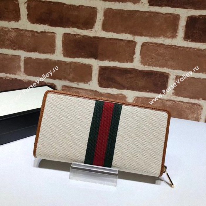 Gucci Vintage Web Rajah Zip Around Wallet 573791 Canvas Beige 2019 (delihang-9061432)