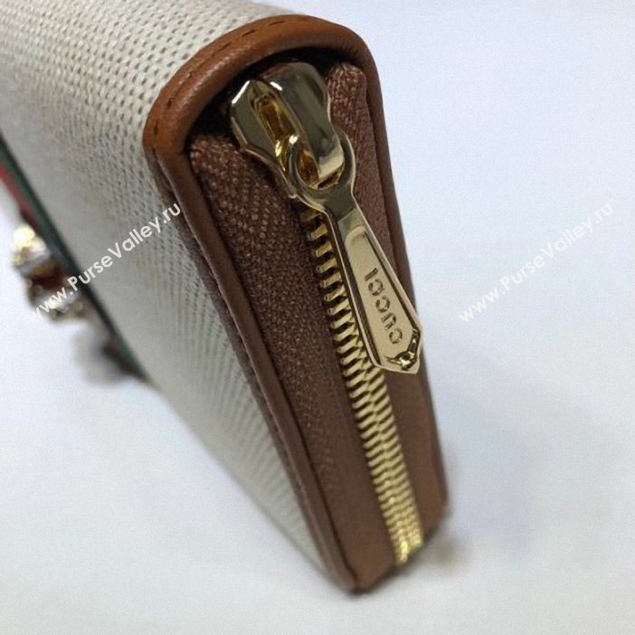 Gucci Vintage Web Rajah Zip Around Wallet 573791 Canvas Beige 2019 (delihang-9061432)