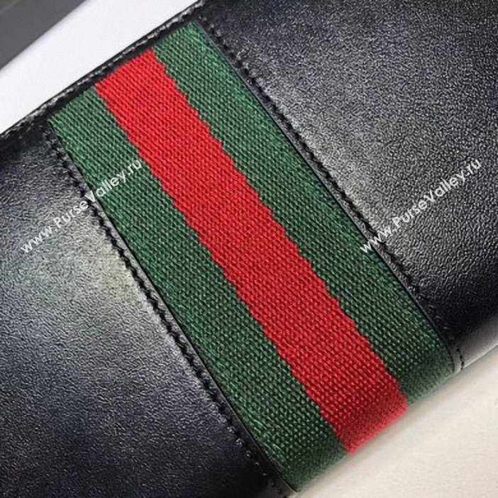 Gucci Vintage Web Rajah Zip Around Wallet 573791 Leather Black 2019 (delihang-9061430)
