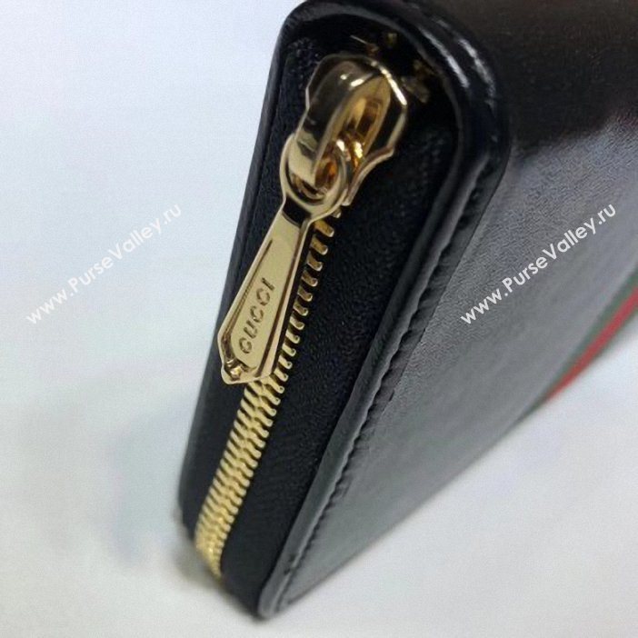 Gucci Vintage Web Rajah Zip Around Wallet 573791 Leather Black 2019 (delihang-9061430)