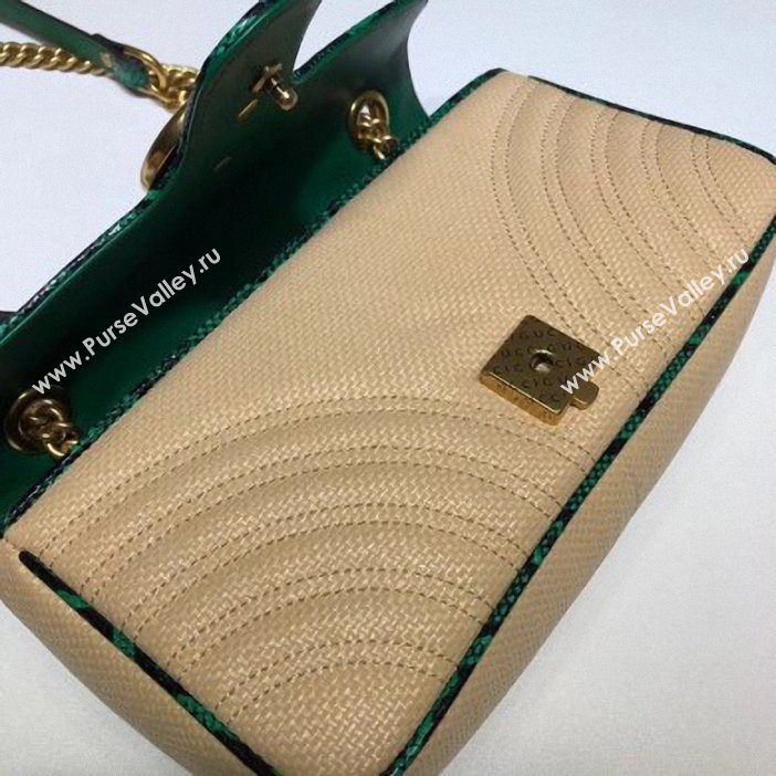 Gucci GG Marmont Raffia Small Shoulder Bag 443497 Beige/Green 2019 (delihang-9061437)