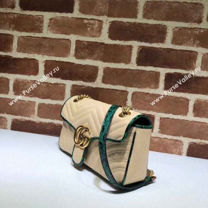 Gucci GG Marmont Raffia Small Shoulder Bag 443497 Beige/Green 2019 (delihang-9061437)