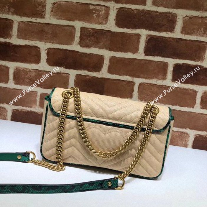 Gucci GG Marmont Raffia Small Shoulder Bag 443497 Beige/Green 2019 (delihang-9061437)