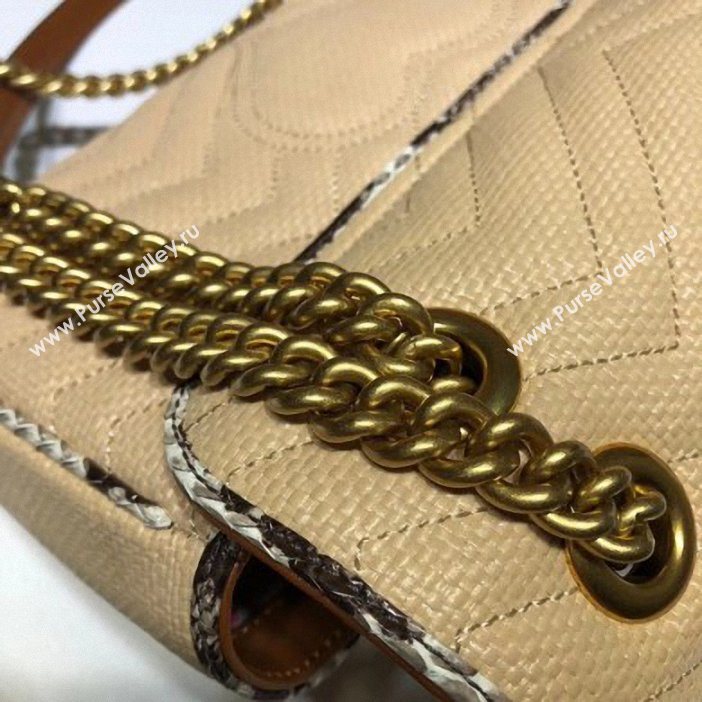 Gucci GG Marmont Raffia Small Shoulder Bag 443497 Beige/Gray 2019 (delihang-9061438)