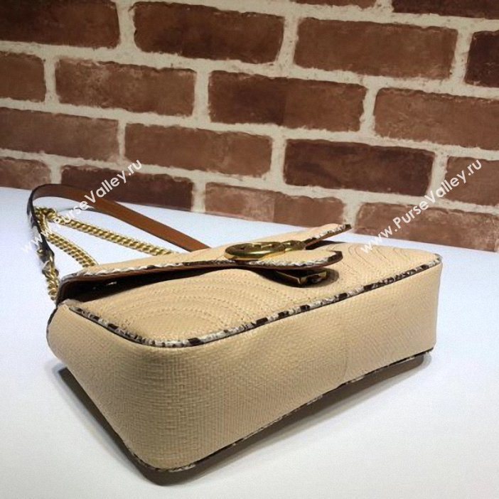 Gucci GG Marmont Raffia Small Shoulder Bag 443497 Beige/Gray 2019 (delihang-9061438)