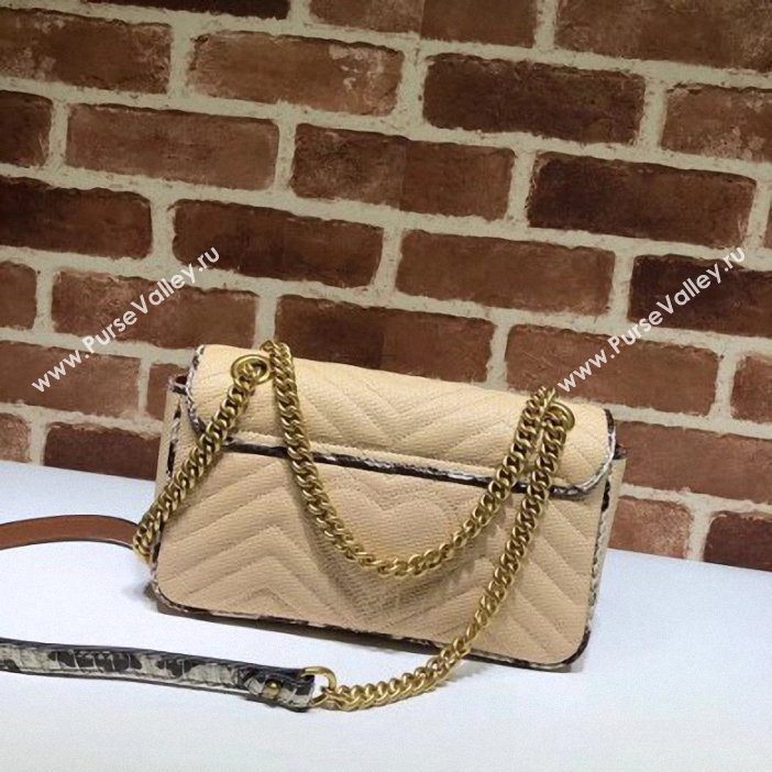 Gucci GG Marmont Raffia Small Shoulder Bag 443497 Beige/Gray 2019 (delihang-9061438)