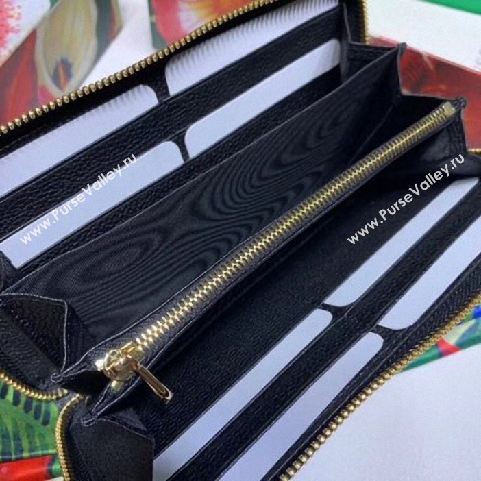 Gucci Zumi Grainy Leather Zip Around Wallet 570661 Black 2019 (delihang-9061523)