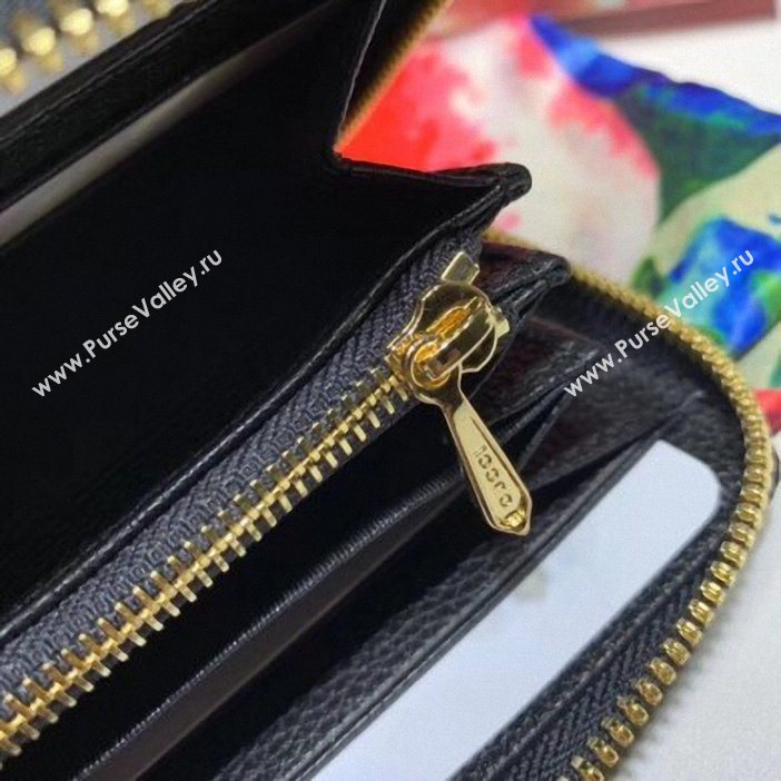 Gucci Zumi Grainy Leather Zip Around Wallet 570661 Black 2019 (delihang-9061523)
