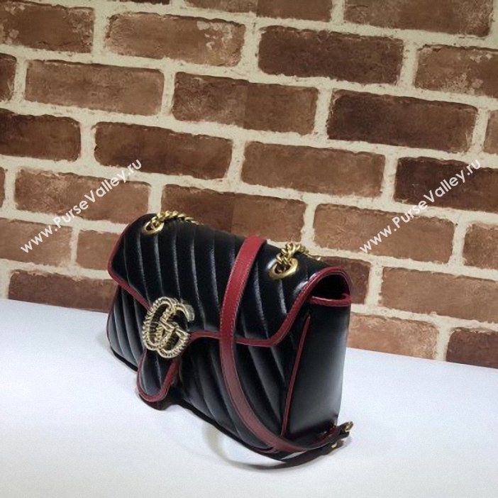 Gucci Diagonal GG Marmont Small Shoulder Bag 443497 Black 2019 (delihang-9061542)