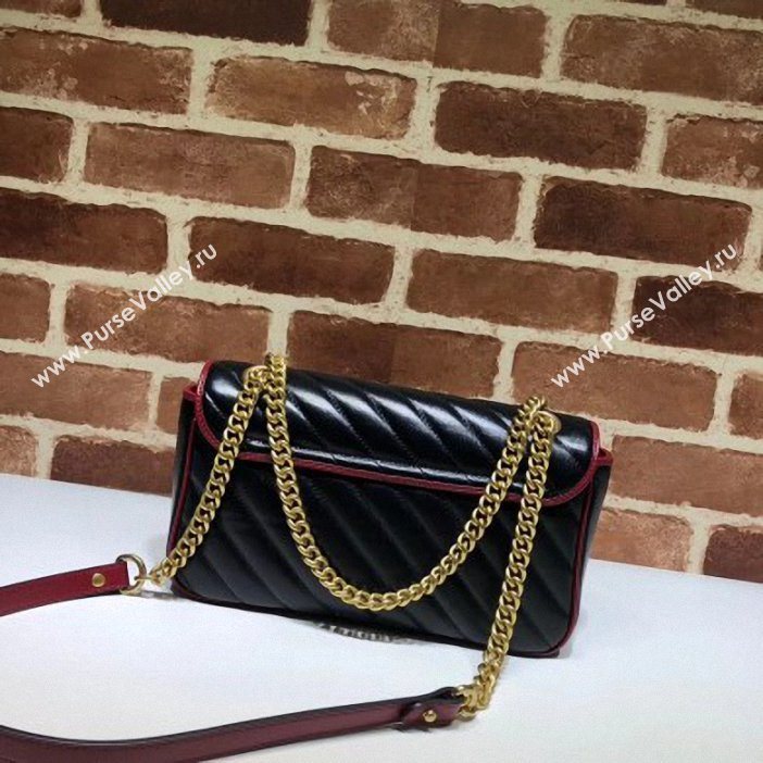 Gucci Diagonal GG Marmont Small Shoulder Bag 443497 Black 2019 (delihang-9061542)