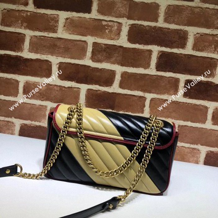 Gucci Diagonal GG Marmont Small Shoulder Bag 443497 Beige/Black 2019 (delihang-9061544)