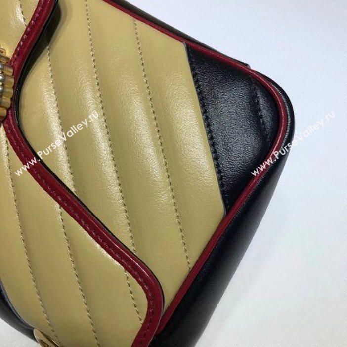 Gucci Diagonal GG Marmont Small Shoulder Bag 443497 Beige/Black 2019 (delihang-9061544)