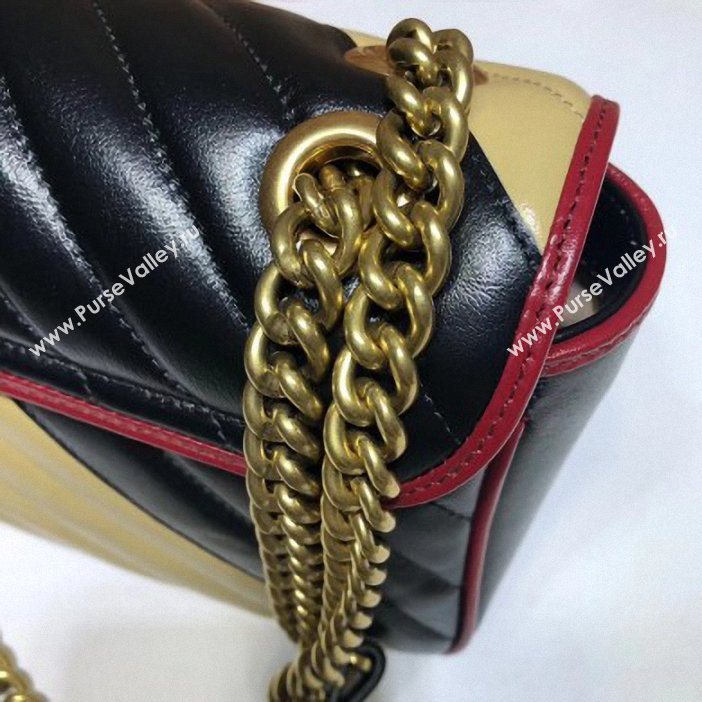 Gucci Diagonal GG Marmont Small Shoulder Bag 443497 Beige/Black 2019 (delihang-9061544)