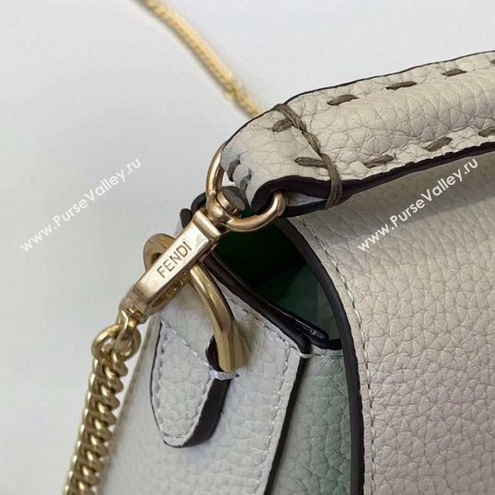 Fendi Roma Amor Leather Mini Baguette Bag Off White 2019 (chaoliu-9061910)