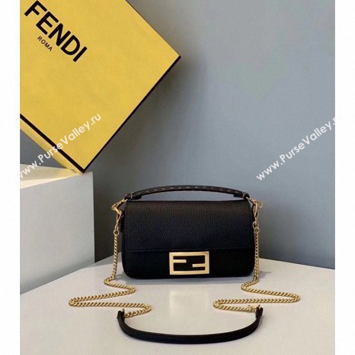 Fendi Roma Amor Leather Mini Baguette Bag Black 2019 (chaoliu-9061906)
