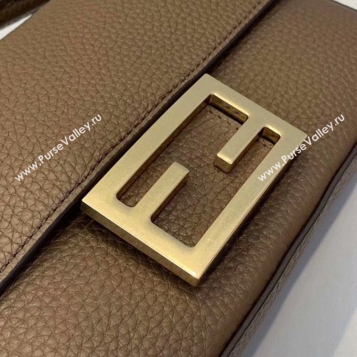 Fendi Roma Amor Leather Mini Baguette Bag Brown 2019 (chaoliu-9061907)