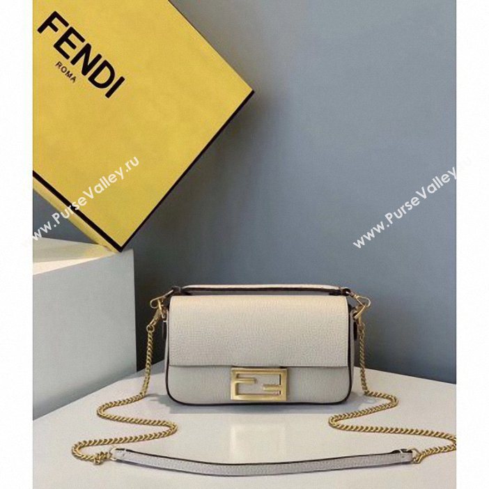 Fendi Roma Amor Leather Mini Baguette Bag Off White 2019 (chaoliu-9061910)