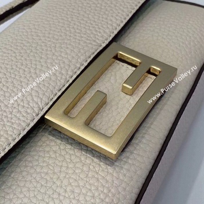 Fendi Roma Amor Leather Mini Baguette Bag Off White 2019 (chaoliu-9061910)