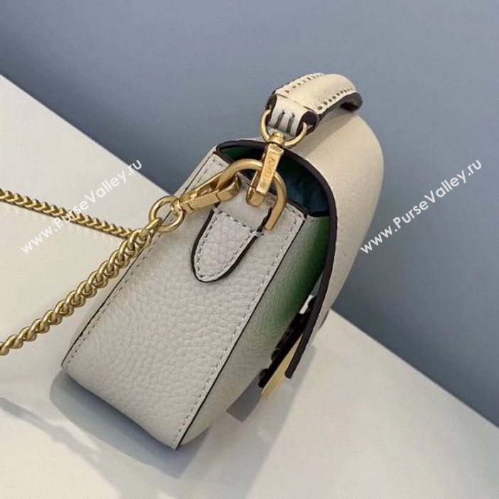 Fendi Roma Amor Leather Mini Baguette Bag Off White 2019 (chaoliu-9061910)