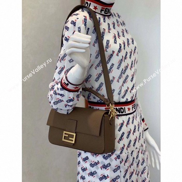 Fendi Roma Amor Leather Medium Baguette Bag Brown 2019 (chaoliu-9061902)