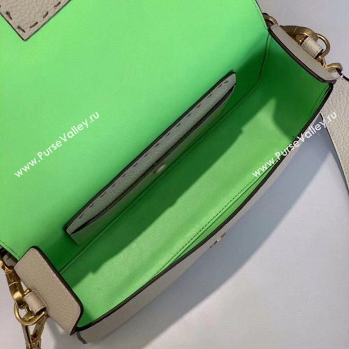 Fendi Roma Amor Leather Medium Baguette Bag Off White 2019 (chaoliu-9061905)