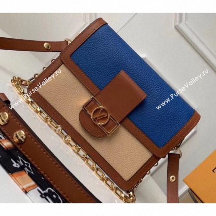 Louis Vuitton Taurillon Leather Dauphine MM Bag M55071 Blue/Beige 2019 (gaoshang-9062004)