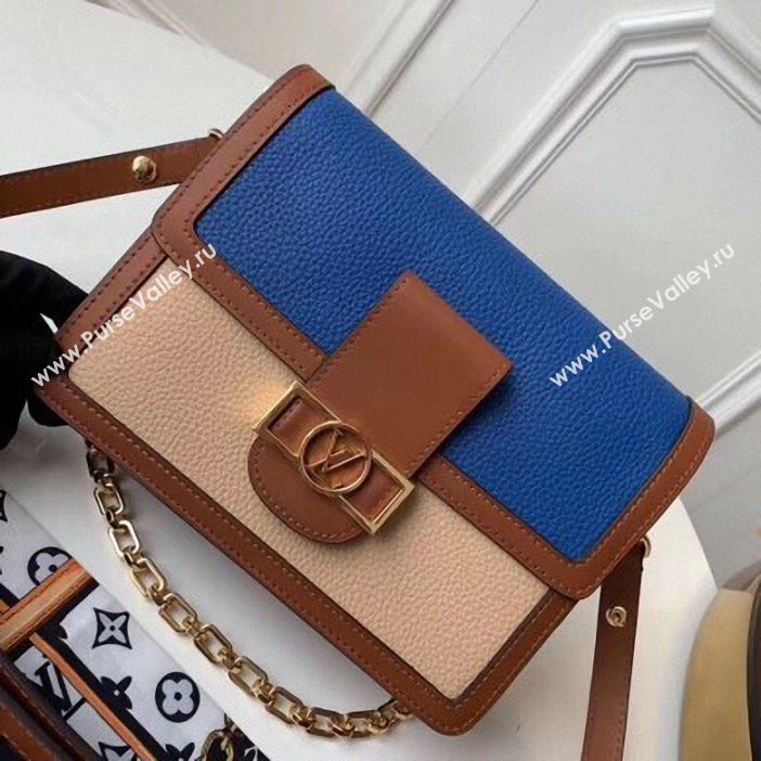 Louis Vuitton Taurillon Leather Dauphine MM Bag M55071 Blue/Beige 2019 (gaoshang-9062004)