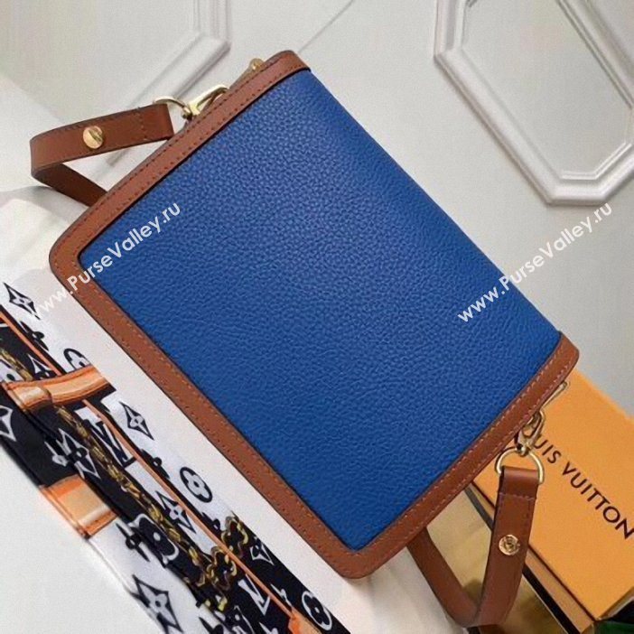 Louis Vuitton Taurillon Leather Dauphine MM Bag M55071 Blue/Beige 2019 (gaoshang-9062004)
