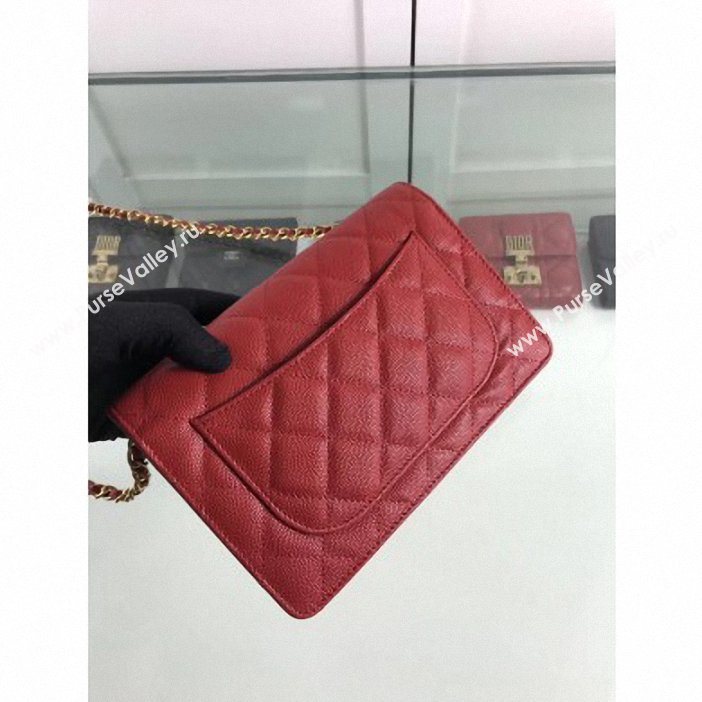 Chanel Caviar Leather Wallet On Chain WOC Bag A33814 Red 2019 (hot-9062122)