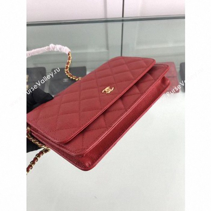 Chanel Caviar Leather Wallet On Chain WOC Bag A33814 Red 2019 (hot-9062122)