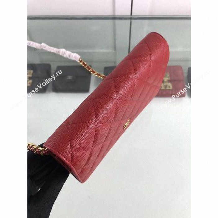 Chanel Caviar Leather Wallet On Chain WOC Bag A33814 Red 2019 (hot-9062122)