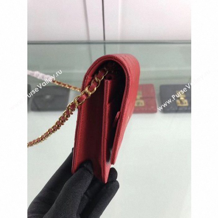 Chanel Caviar Leather Wallet On Chain WOC Bag A33814 Red 2019 (hot-9062122)